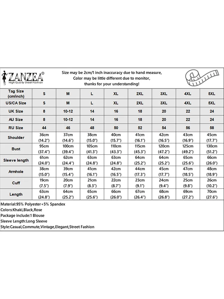 Женские корейские топы ZANZEA с воротником-стойкой Офисная Женская 3D рубашка