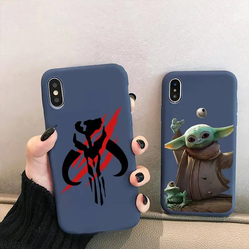 

Disney Star Wars The Mandalorian Phone Case for iPhone 13 12 mini 11 Pro XS MAX X XR 7 8 6 Plus Candy Color blue Soft Silicone