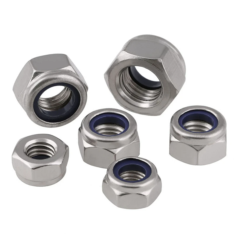 

304 stainless steel Hex Nylon Lock Nut DIN985 M2 M2.5 M3 M4 M5 M6 M8 M10 M12 Hexagon Nylon Insert Locknut self-locking nut