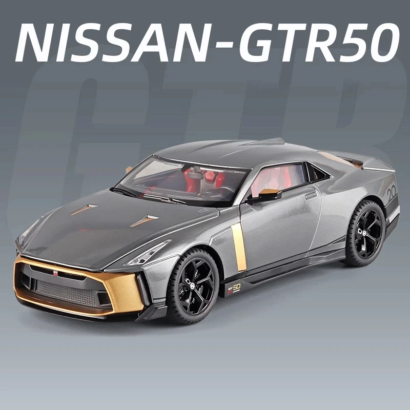 

1:18 Nissan-GTR50 Sports Alloy Car Diecast Model Toy Vehicle Sound and Light Metal Car Simulation Collection Gifts Toys for boys