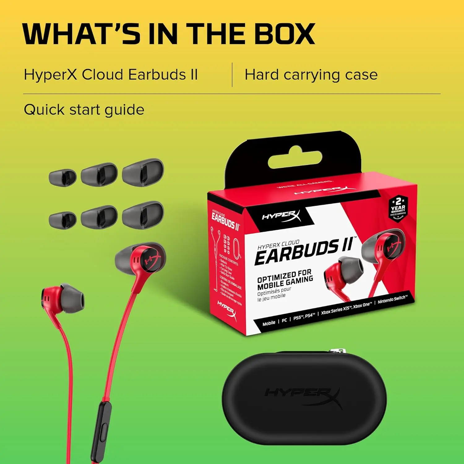 Фото Оригинальные проводные игровые наушники HyperX Cloud Earbuds II с микрофоном 3,5 мм и многофункциональной кнопкой для ПК, мобильных устройств и Nintendo Switch №4
