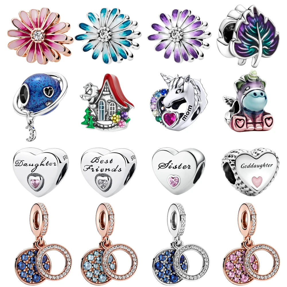 

Шармы-подвески из серебра 925 пробы в виде цветов и животных