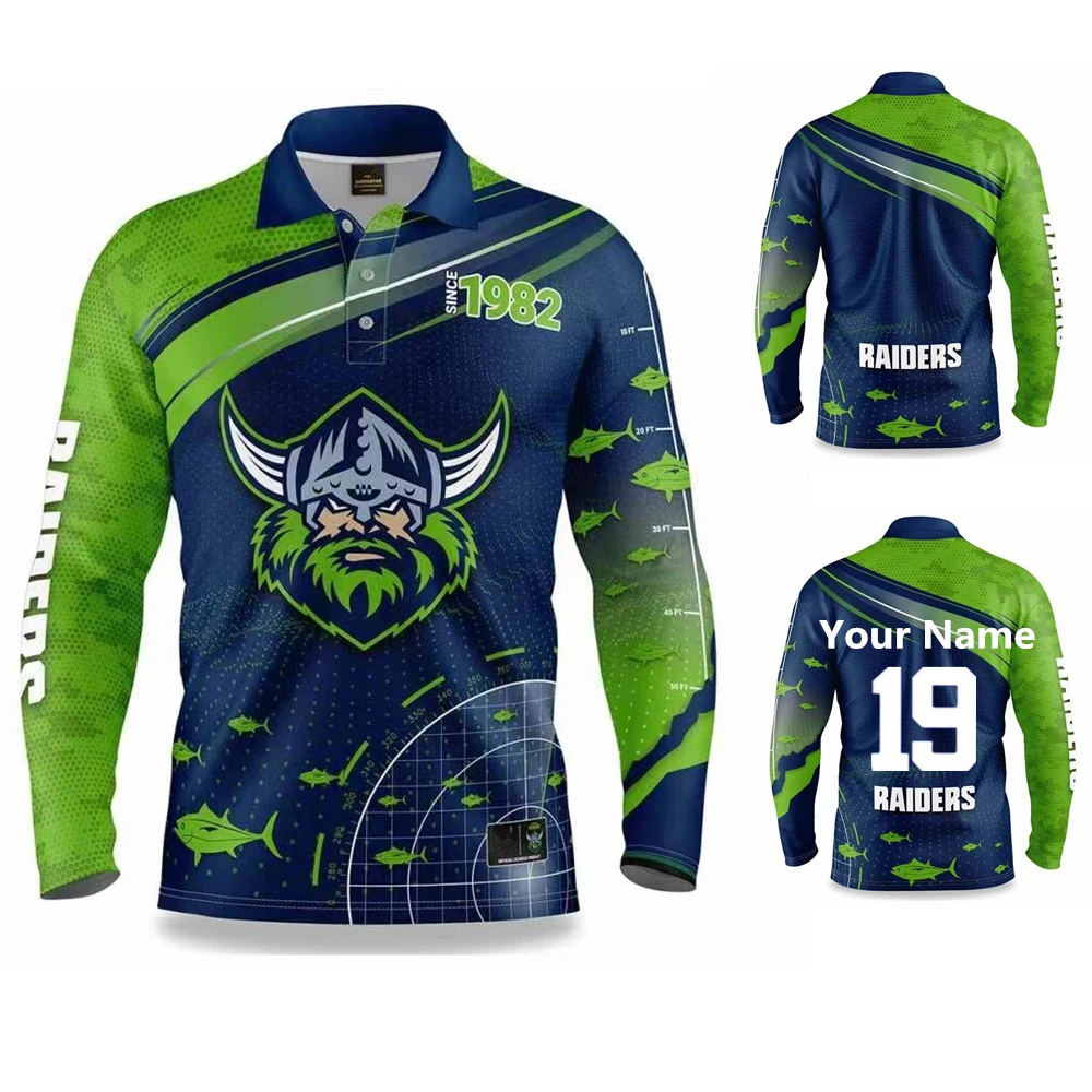 

Raiders Fishfinder Fishing Shirt 2022 2023 Australian casual Sweatshirt Long sleeve Custom name and number big size 4xl 5xl