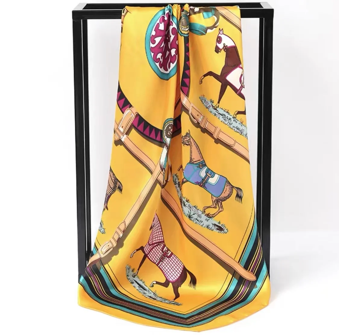 

Женский шарф из 100% чистого шелка, квадратные шарфы для волос, головной платок, брендовые шали и палантины, шейный платок, бандана, хиджаб 53*53 ...