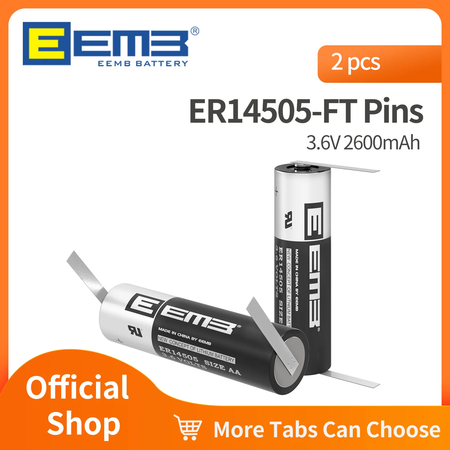 2 шт., Литиевые Батарейки EEMB ER14505, 3,6 В, 2600 мАч