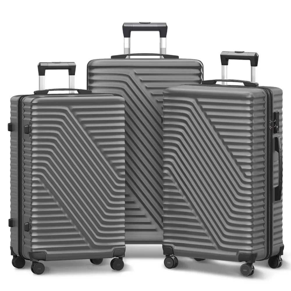 

SUGIFT Luggage Sets 3 Piece Suitcase Set with TSA Lock 360°Spinner Wheels 20/24/28 inch, Gray