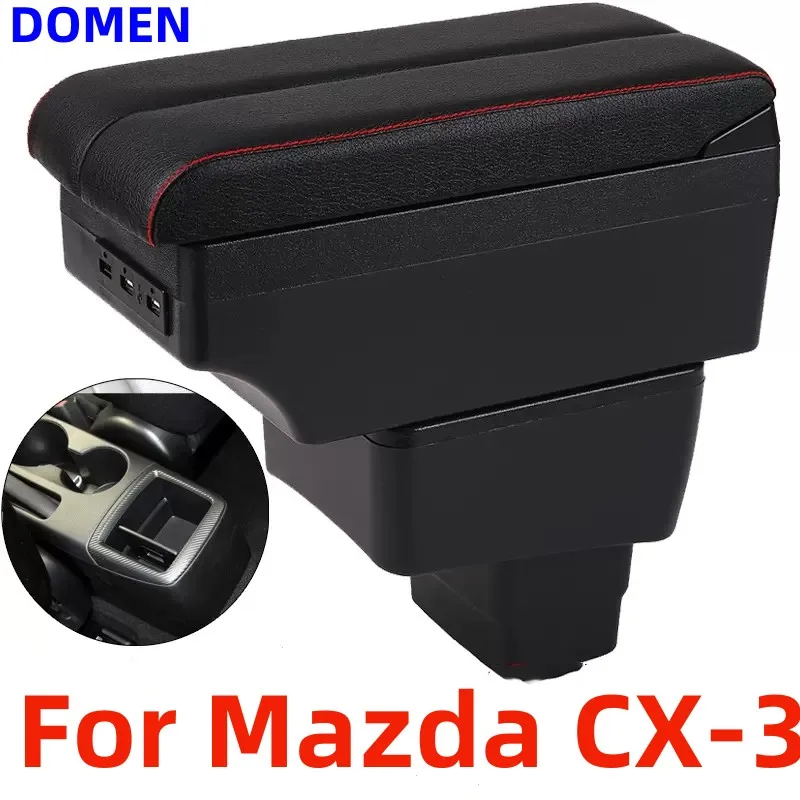 

For mazda CX 3 CX-3 Armrest Box Central Store Content With Retractable Cup Hole Large Space Dual Layer USB Charging 2014 - 2019