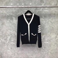 tb thom sweater spring autunm womens sweaters fashion brand coats dog 4 bar navy classic v neck cardigan casual tb sweaters