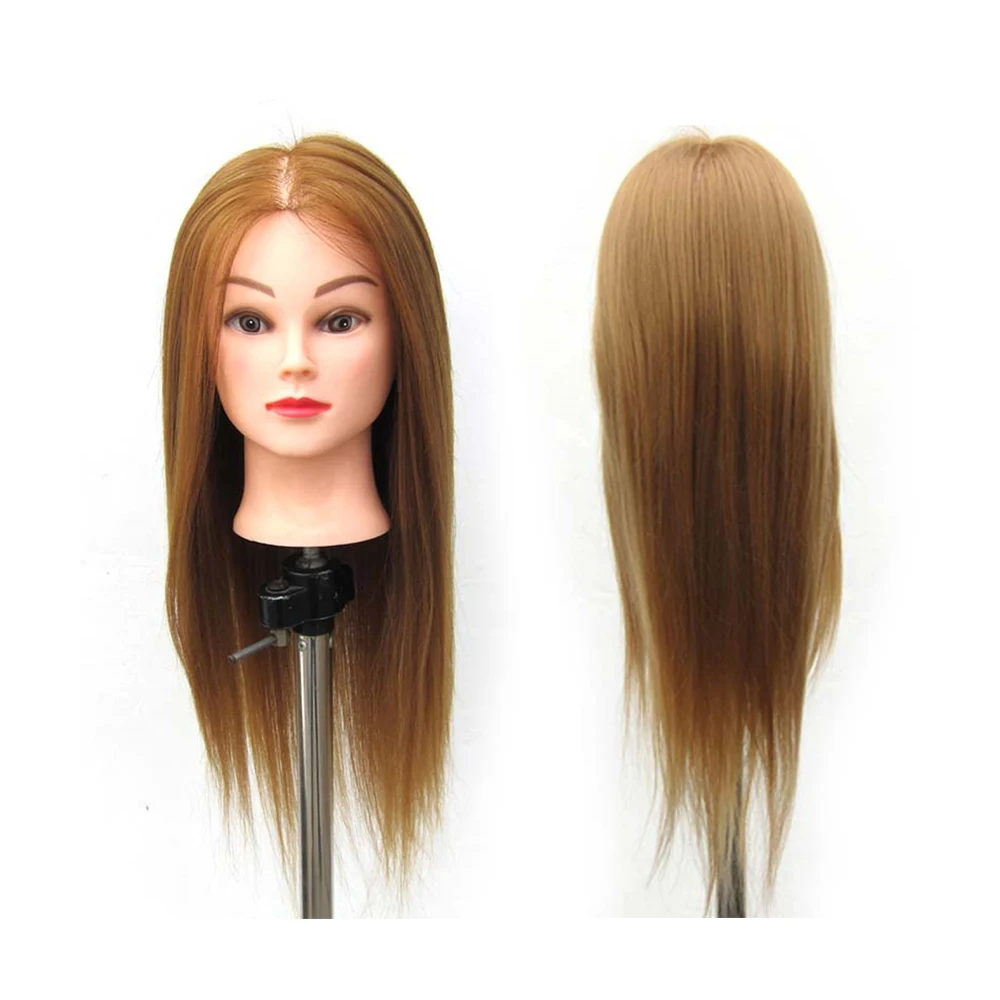 Training Head With Straight Synthetic Hair High Temperature Fiber Professional Hairdressing Mannequin Head Dolls In Mannequins