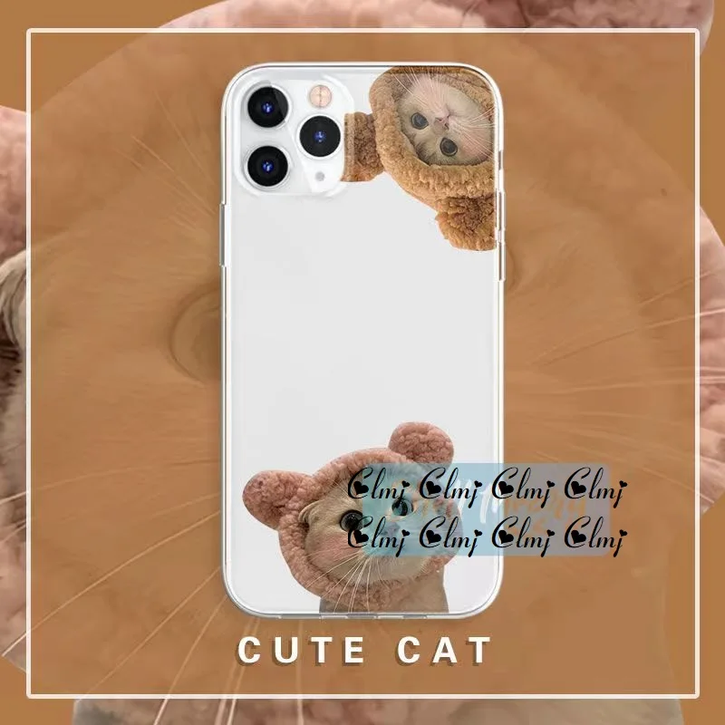 

Clmj Cute Cat Phone Case For iPhone 12 Mini 13 Pro XS Max XR X 14 Plus 11 For Samsung Galaxy S22 S21 Silicone Protective Cover