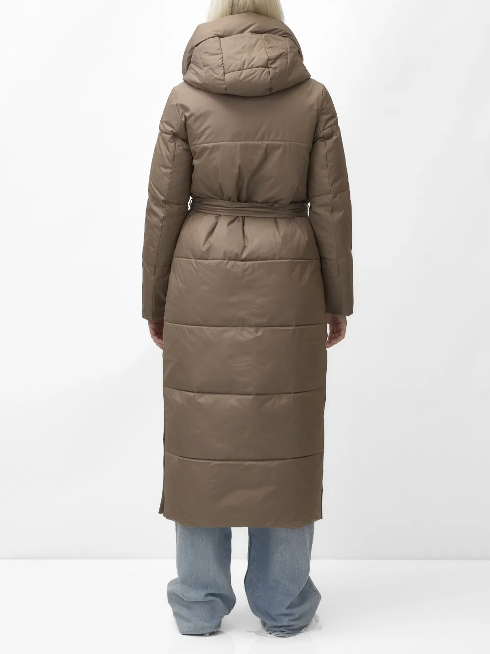 Пальто утепленное стеганное зимнее с капюшоном женское AD9605K