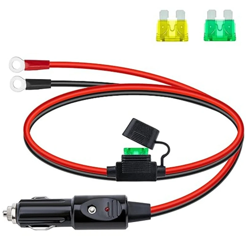 

12AWG источник питания прикуривателя O-образный разъем с проводом для подключения блока предохранителей 15А шнур питания прикуривателя