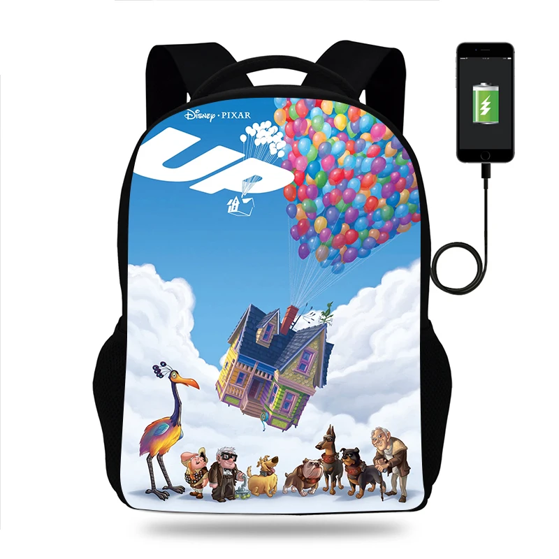

Disney Cartoon Movie Up Backpack Boys Girls School Bag Teenager Book Bags Men Women Rucksack USB Travel Knapsack Mochila