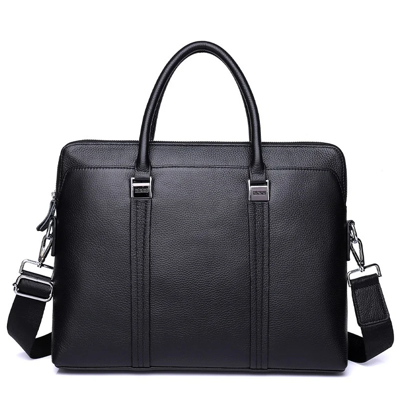 Genuine Leather Briefcase For Men Leather Business Bag 15.6 inch Laptop Bag Male Office Handbag Document File Case Shoulder Bag