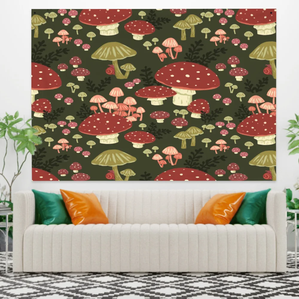 

Bohemia Tapestry Aesthetic Flower Mushroom Mandala Hippie Wall Hanging Bedroom Living Room Dorm Home Study Macrame Decor Blanket