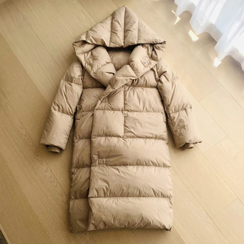 2023 New Arrival Woman Duck Down Coat Puffer Parkas Winter Jacket with a Hood for Lady Female Outerwear Windbreaker Black Khaki