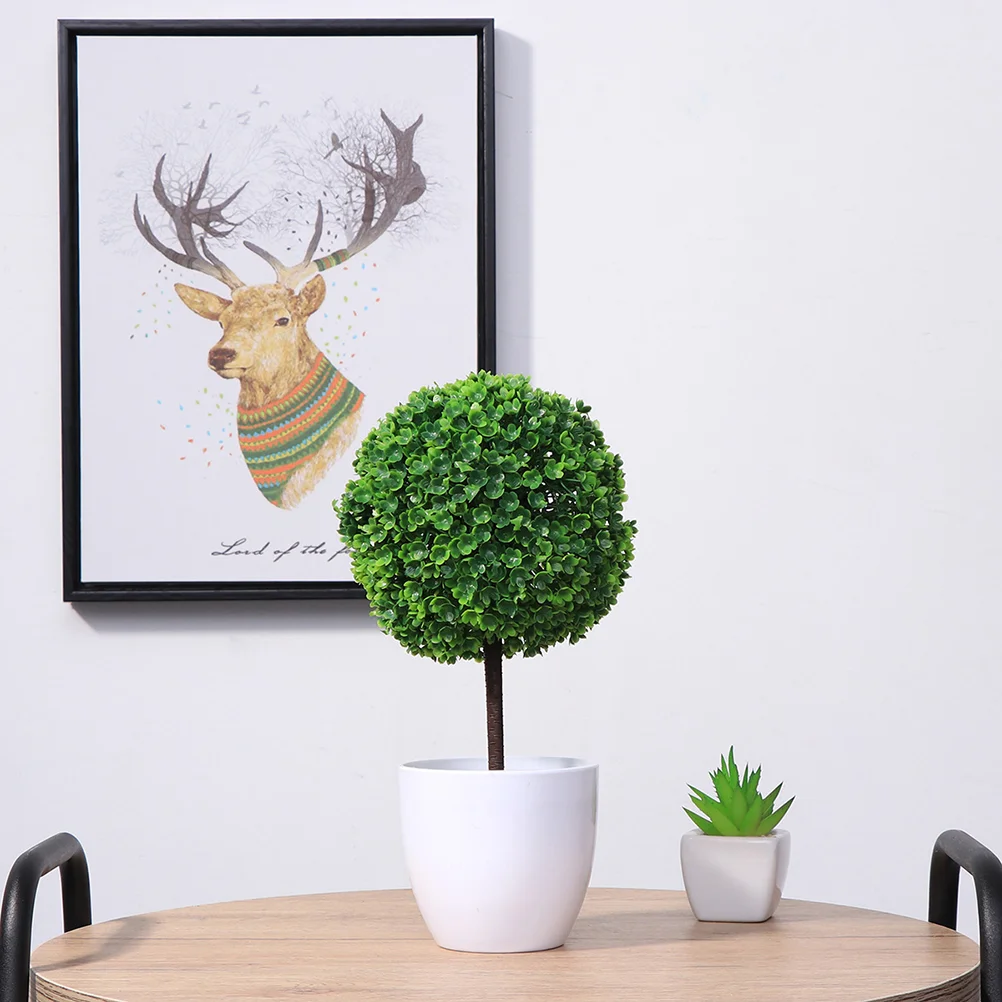 

Artificial Plants Potted 2Pcs Lifelike Green Snowball Simulated Bonsai for Home Garden Decor