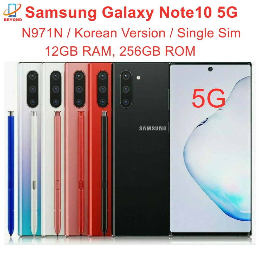 

Samsung Galaxy Note10 Note 10 5G N971N 6.3" 256GB ROM 12GB RAM Octa Core NFC Exynos 9825 Triple Camera Original Mobile Phone