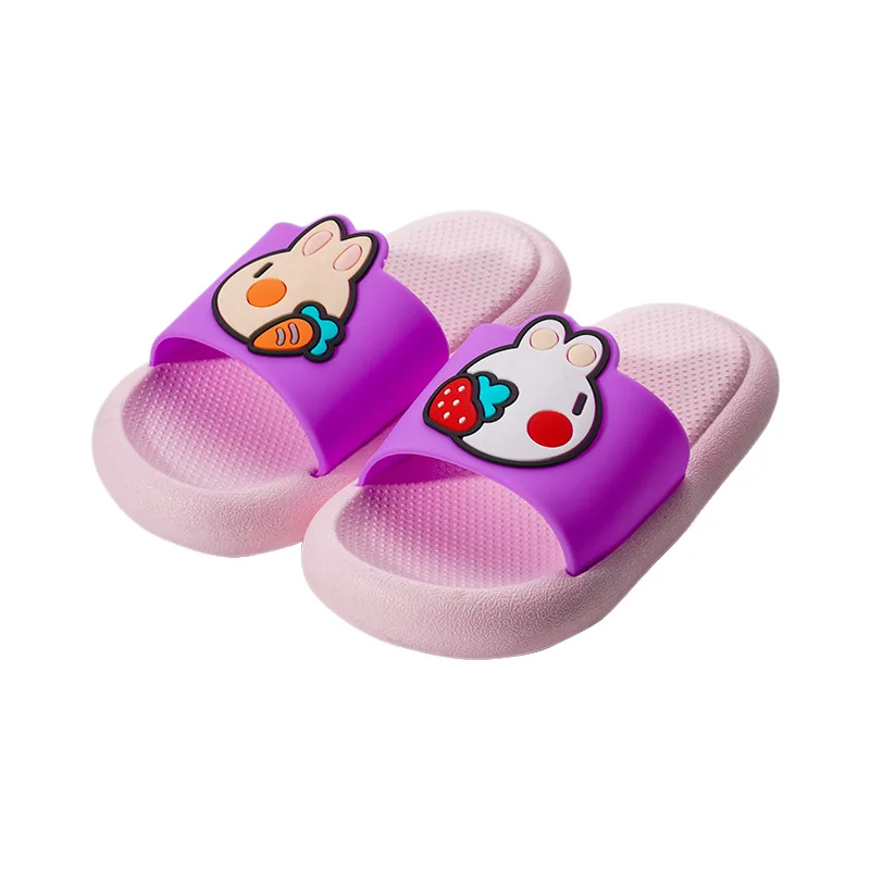 

Children Cute Slipper Fashion Cartoon Rabbits Solid Blue Indoor Non-slip Flip Flops PVC Soft Boys and Girls Kids Slipper