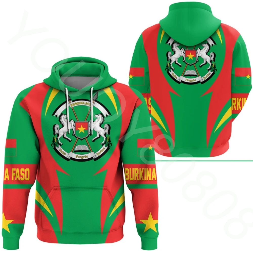 

African Zone Sweatshirt Men's Pullover Sweater Fall Winter New Harajuku Loose Print Burkina Faso Action Logo Hoodie 2022