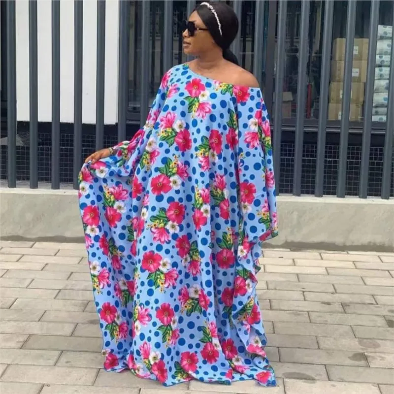 

African Dresses For Women Abaya Muslim Robe Long Maxi Dress Printed Loose Posing Ankara Party African Clothes Boubou Femme New