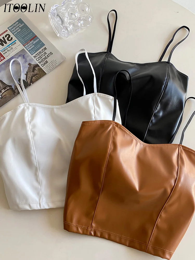 Женский Топ Из Искусственной Кожи ITOOLIN Бюстгальтер С Мягкой Чашкой Сексуальный Y2K