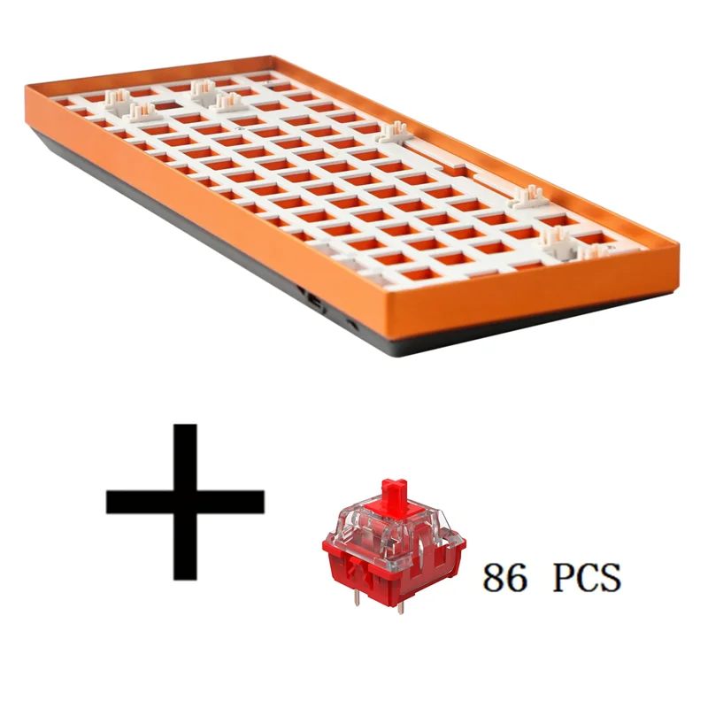 

Игровая механическая клавиатура TESTER84 + набор красных осей, проводная клавиатура с горячей заменой, RGB задняя зеркальная механическая клавиатура, оранжевая