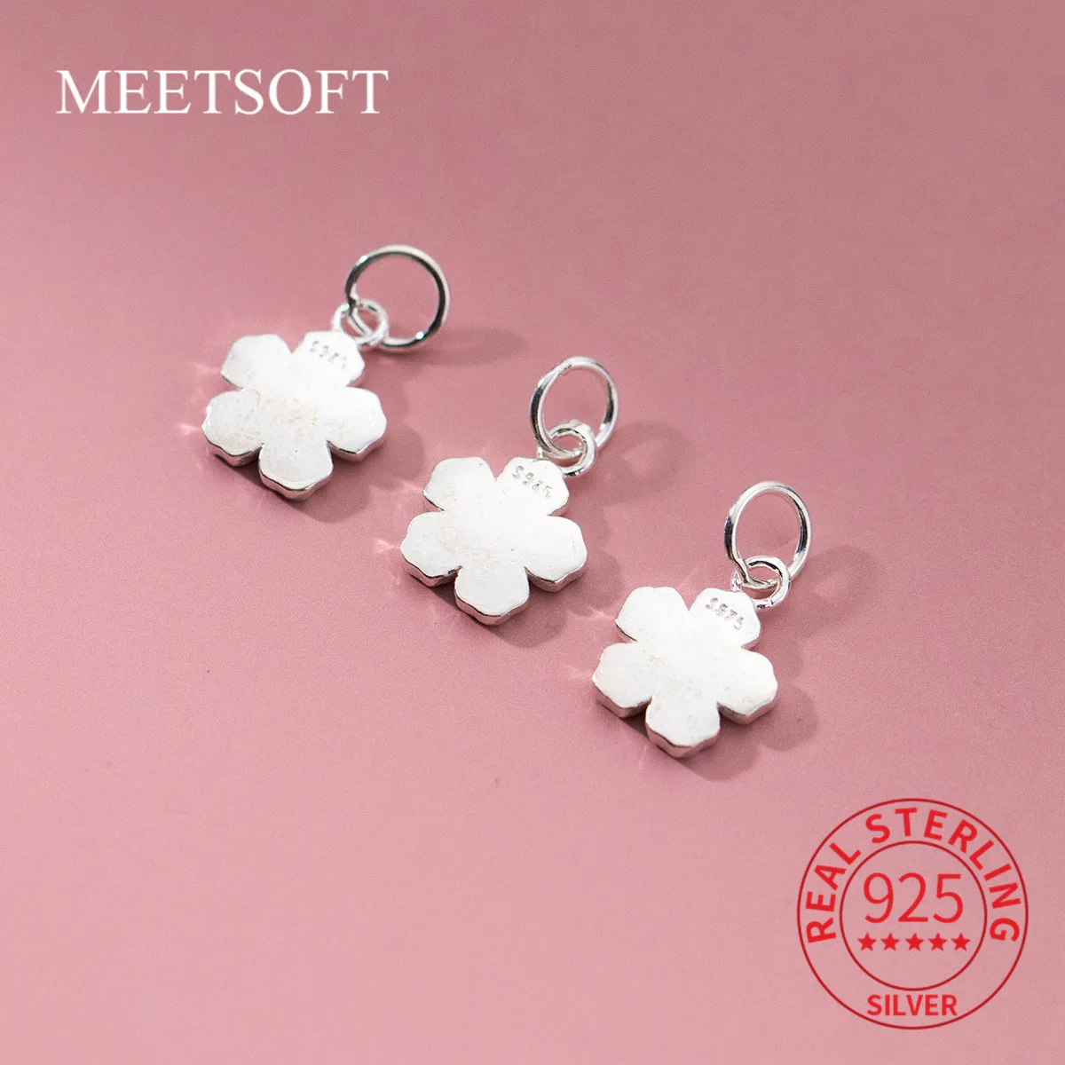 

MEETSOFT S925 Стерлинговое Серебро с пятиконечными цветами, подвеска «сделай сам», товары ручной работы, ожерелье, браслет, ювелирные изделия