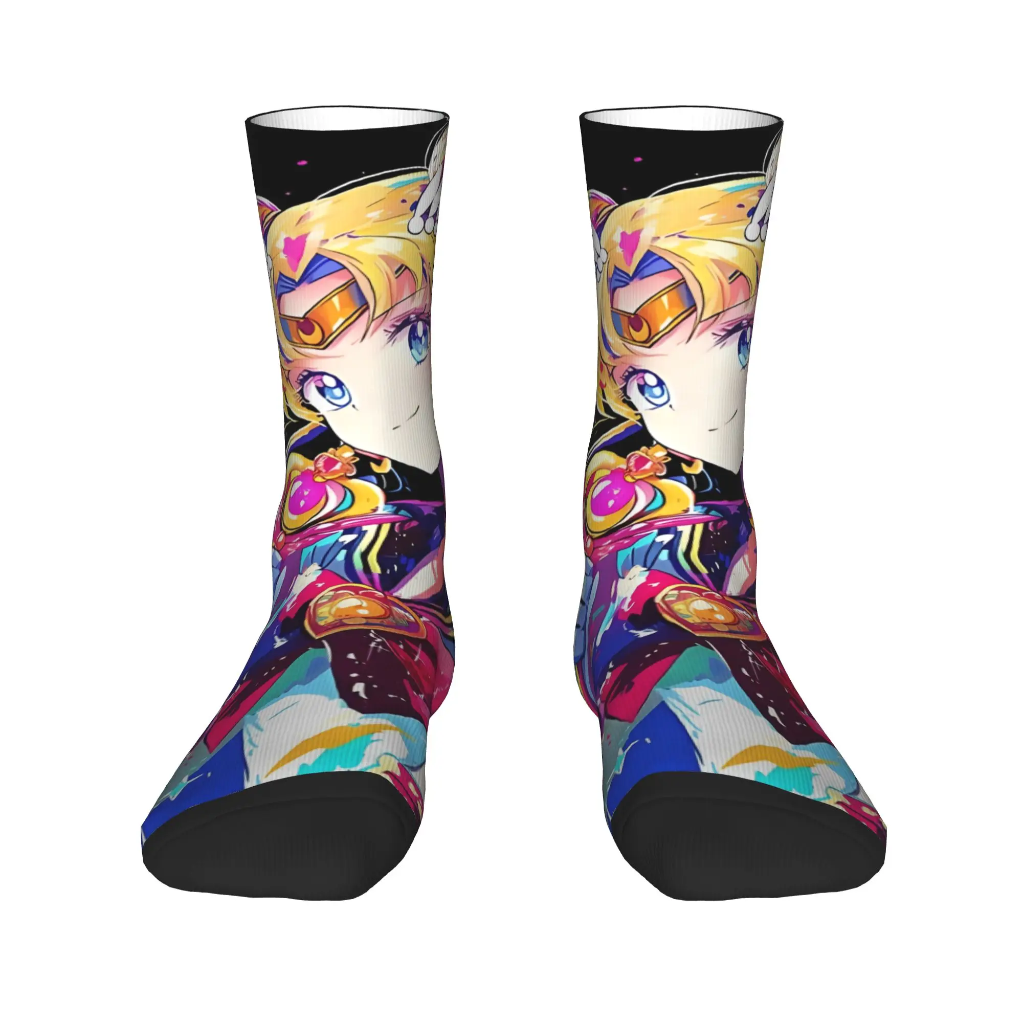 Фото Забавные носки Bandai Moonlight Power Sailor Moon In Her Element, винтажные качественные мужские носки с принтом, мужские носки с оригинальным рисунком №1