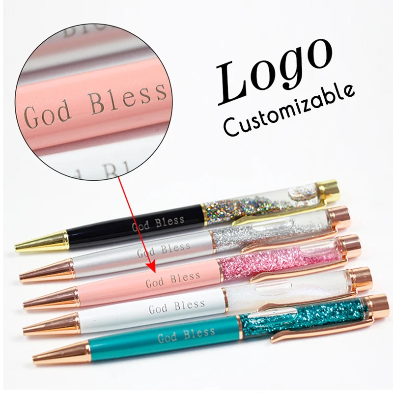 

100pc Gold Foil Pens Metal Ballpoint Pens Office Birthday Gifts Ballpoint Pens Engraved Name Private Laser Customized Logo Pen