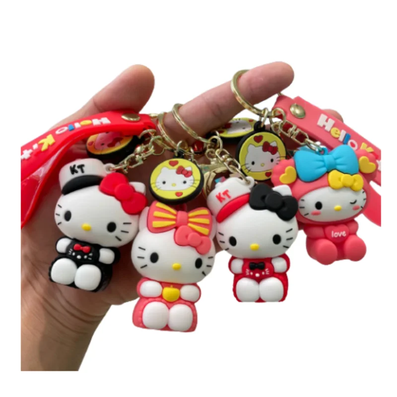 

Sanrios Hello Kitty Keychain Kawali Cartoon KT Doll Car Keychain Student School Bag Pendant Decoration Small Gift For Friends