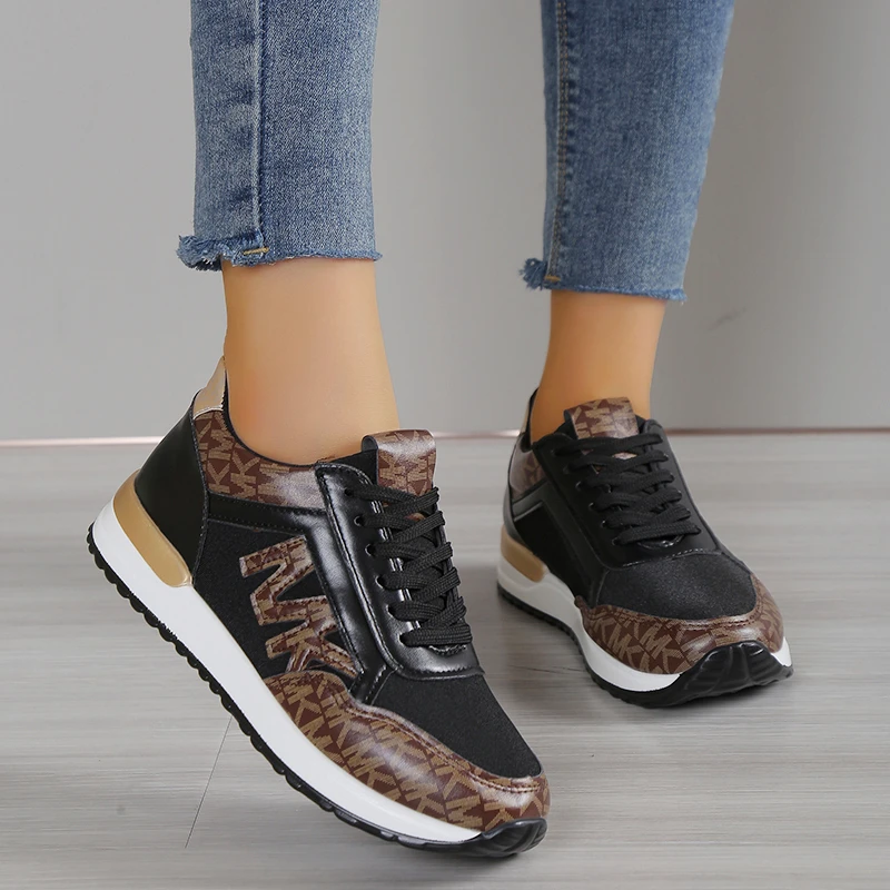 Women Sneakers Platform Shoes PU Leather Patchwork Casual Sport Shoes Ladies Outdoor Running Walking Shoes Zapatillas Mujer