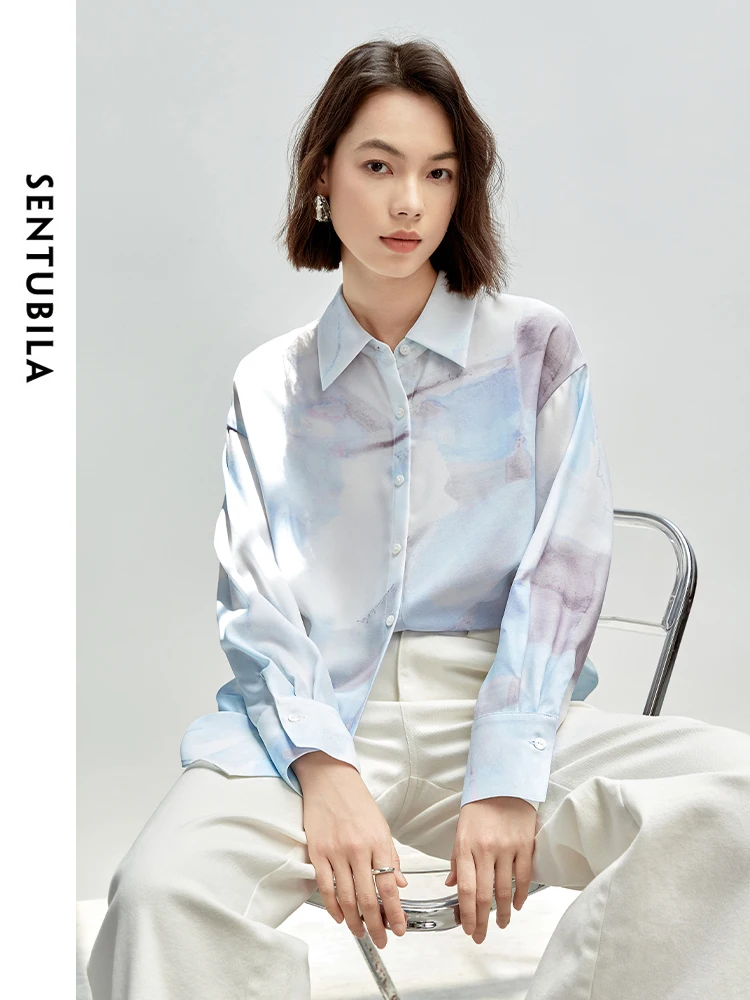 SENTUBILA Повседневная рубашка с художественным принтом для женщин осень 2024