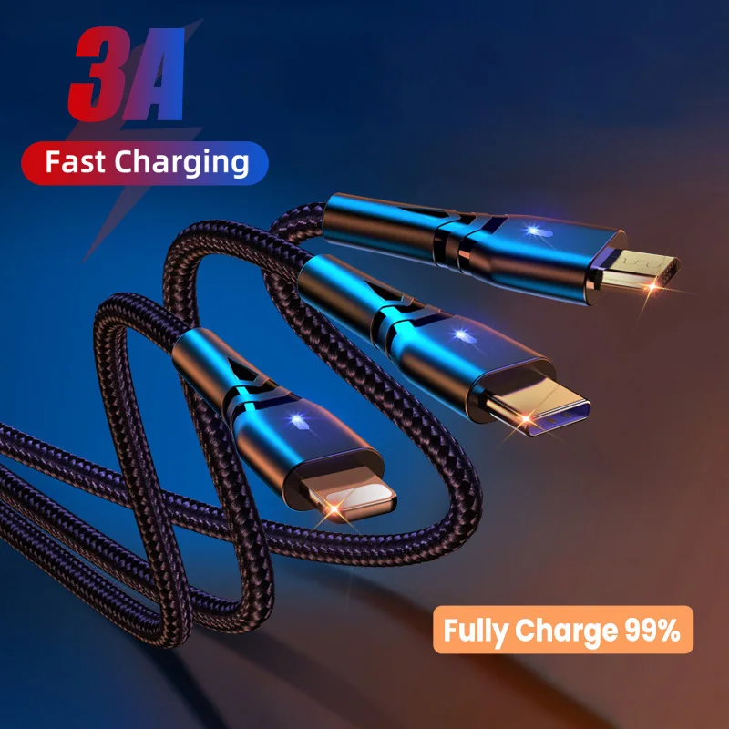 

3 в 1, USB-кабель для быстрой зарядки и передачи данных