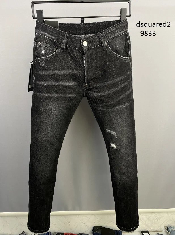 

Dsquared2 new style, high quality cotton monogram print casual jeans for men and women, black dsquared2 jeans 9833