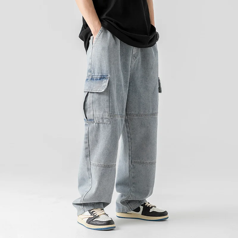 Baggy Jeans big pocket Trousers Male Denim cargo Pants  Wide Leg Pant Men's Jeans Loose Casual  Streetwear Hip Hop Harajuku 2023