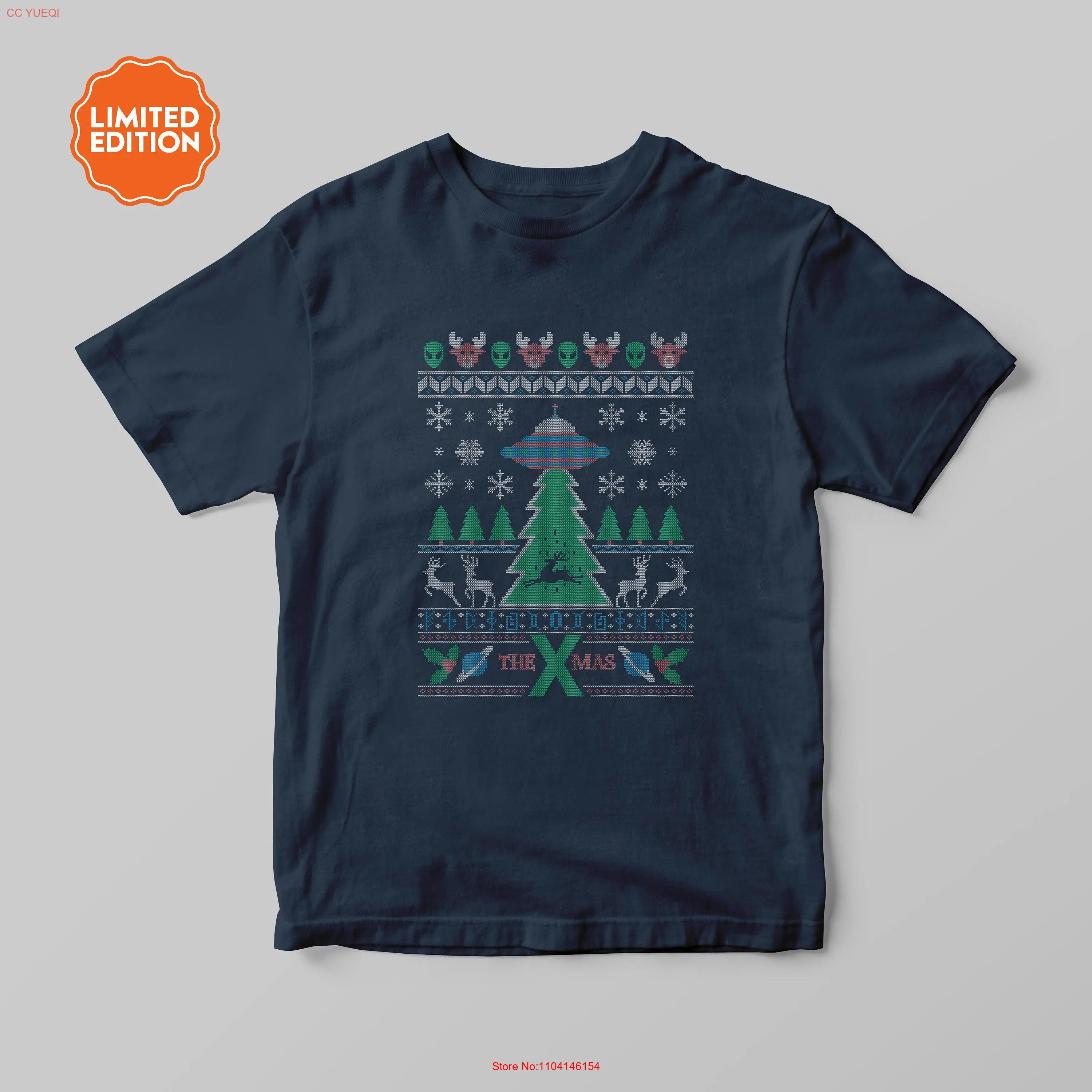 Рождественская уродливая футболка забавная рождественская одежда НЛО отпуск