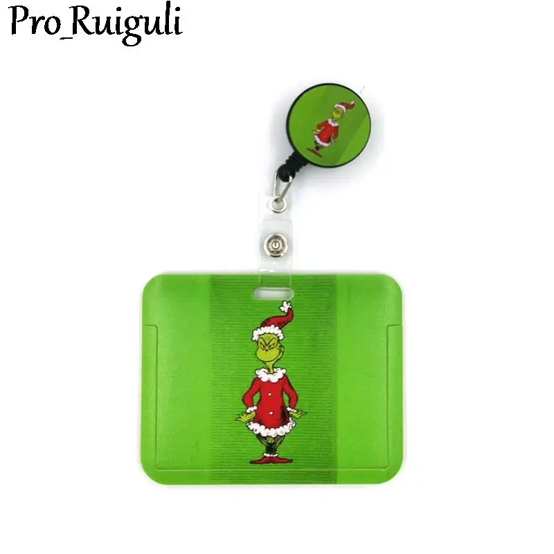 

Green Christams Cat Cartoon Cute Credit Card Holder Lanyard Women Men Kid Badge Reel ID Name Bus Clips Card Badge Holder