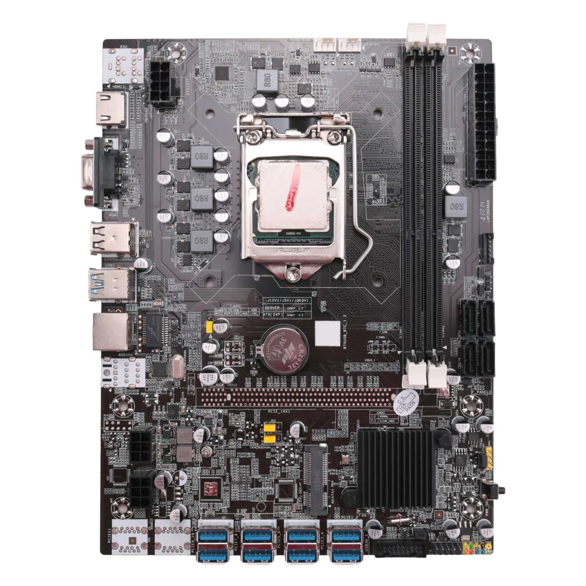 

B75 BTC Mining Motherboard+Random CPU LGA1155 8XPCIE USB Adapter Support 2XDDR3 MSATA B75 USB BTC Miner Motherboard