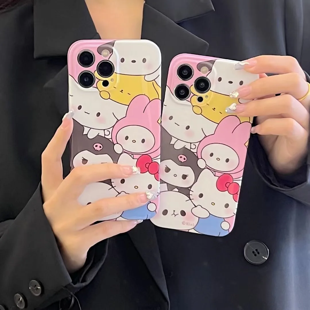 

Sanrio Hello Kitty my melody Kuromi Cinnamoroll full screen cute cartoon Phone Cases For iPhone 14 13 12 11 Pro Max Back Cover