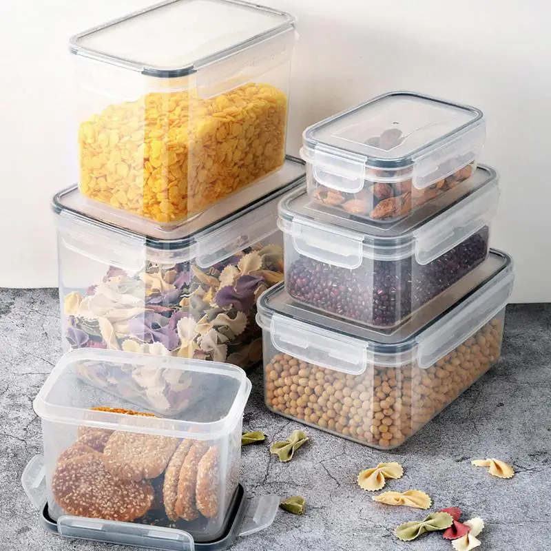 

6pcs Food Storage Containers Airtight Cans Plastic Storage Boxes Stackable Food Storage accessories Transparent preservation box
