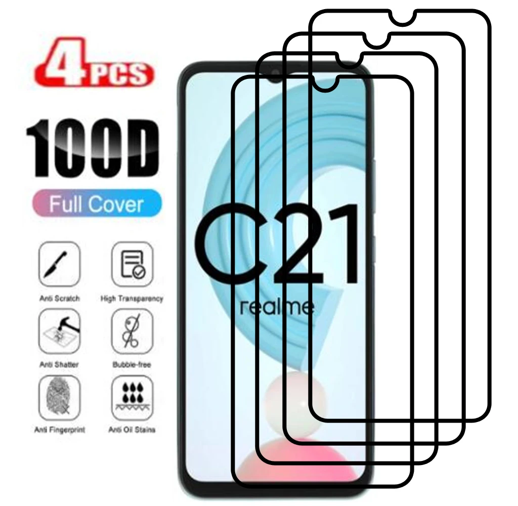 

4PCS Full Cover Tempered Glass For OPPO Realme 8 Pro 7 6 Screen Protector On C21 C21Y C25S GT Neo Narzo 30 Neo2 8i C 21 Y Film