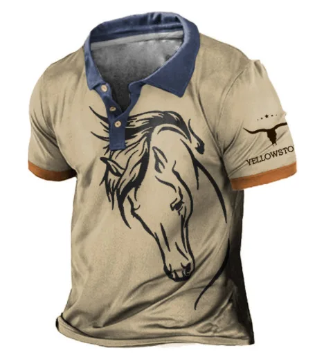 

2023 New casual men's short sleeved POLO shirt popular digital printed POLO