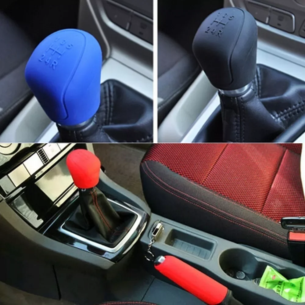 

Manual Hand Brake Case Silicone Gear Head Shift Knob Cover Gear Shift Collars Handbrake Grip Car Decor Scion Tc