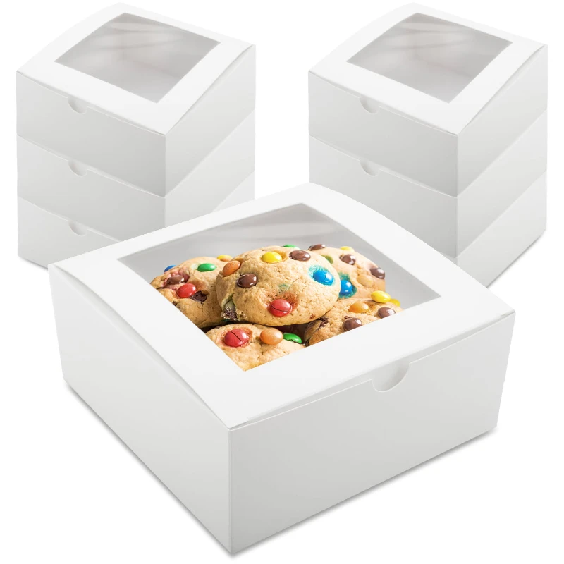 

15 Pack | 8 Inch Cake Boxes, Bakery Boxes | Disposable Cake Boxes 8 Inch (8x8x4) for Baked Goods and Pastries, Treat Box with Wi