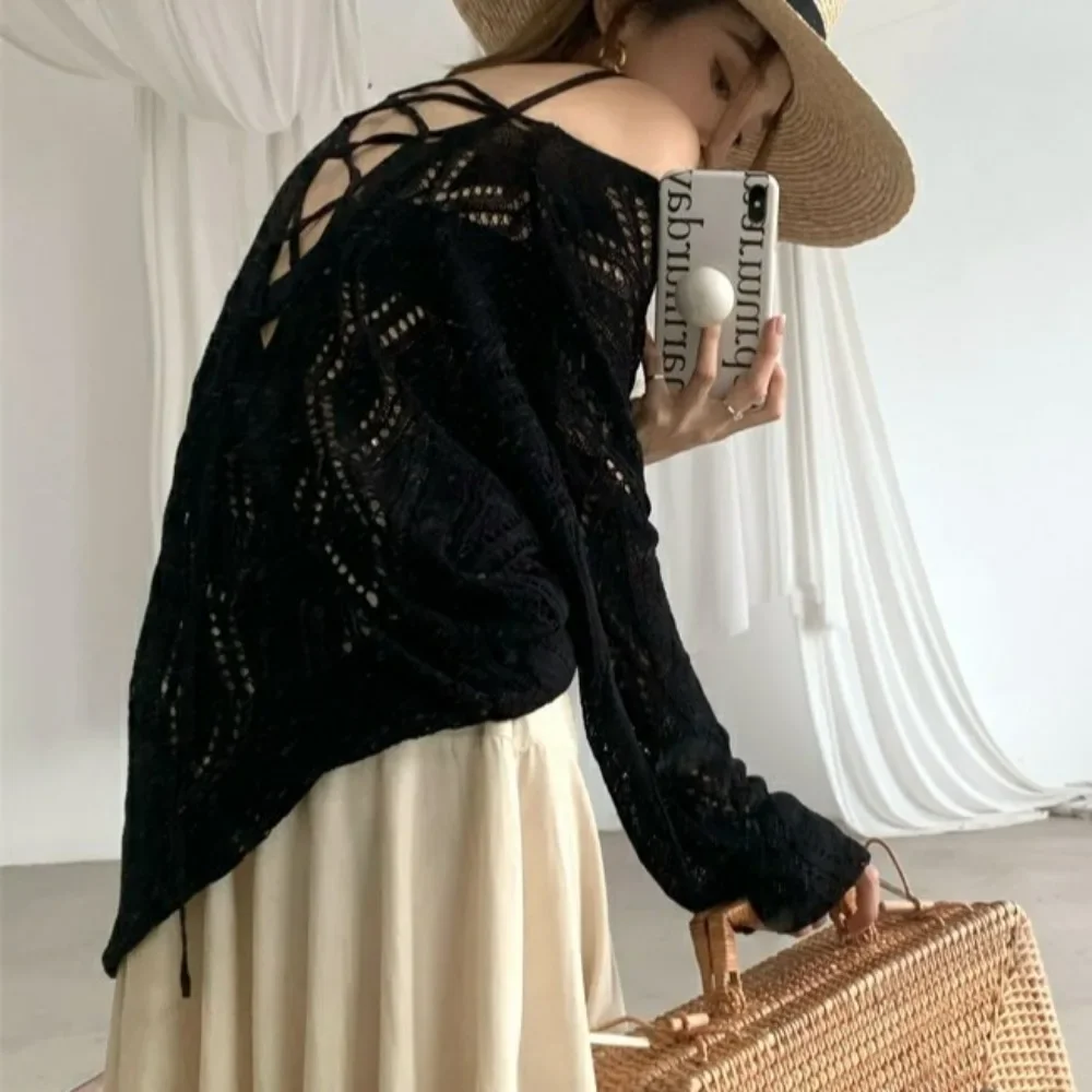 Женские пуловеры с открытой спиной сексуальные индивидуальные открытые длинные