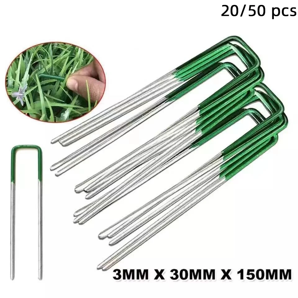 

20/50PCS U-Shaped Fixing Nail Galvanized Steel Garden Pile Turf Safety Nails For Fixing Weed Fabric Landscape Anti-bird Mesh Net