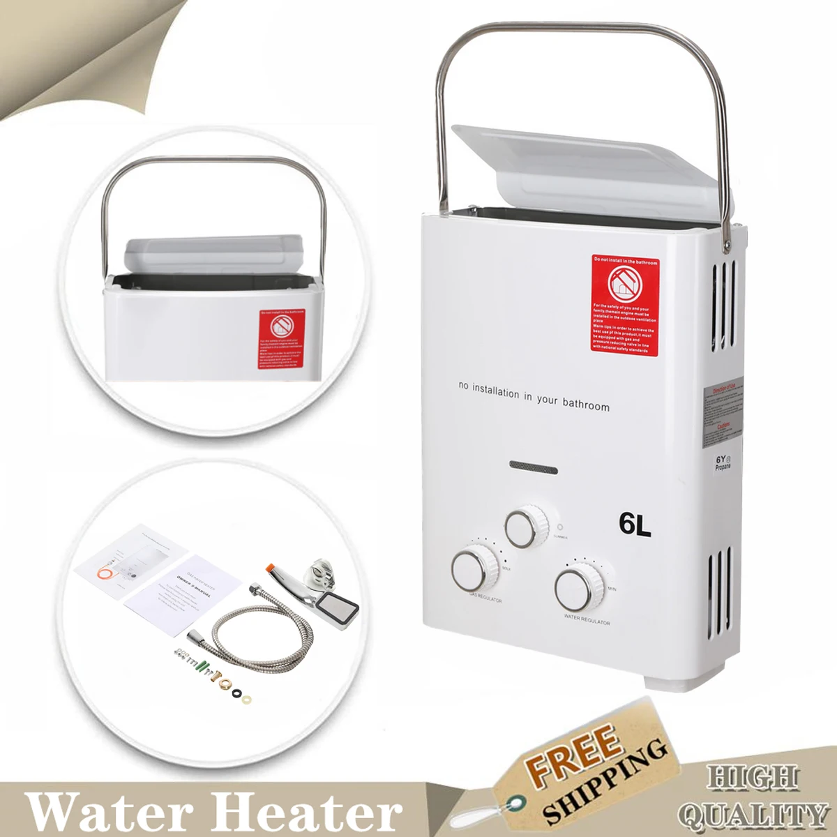 12kw Stainless Steel Instant Hot Water Heater For Outdoor Camping With Shower Head Kit