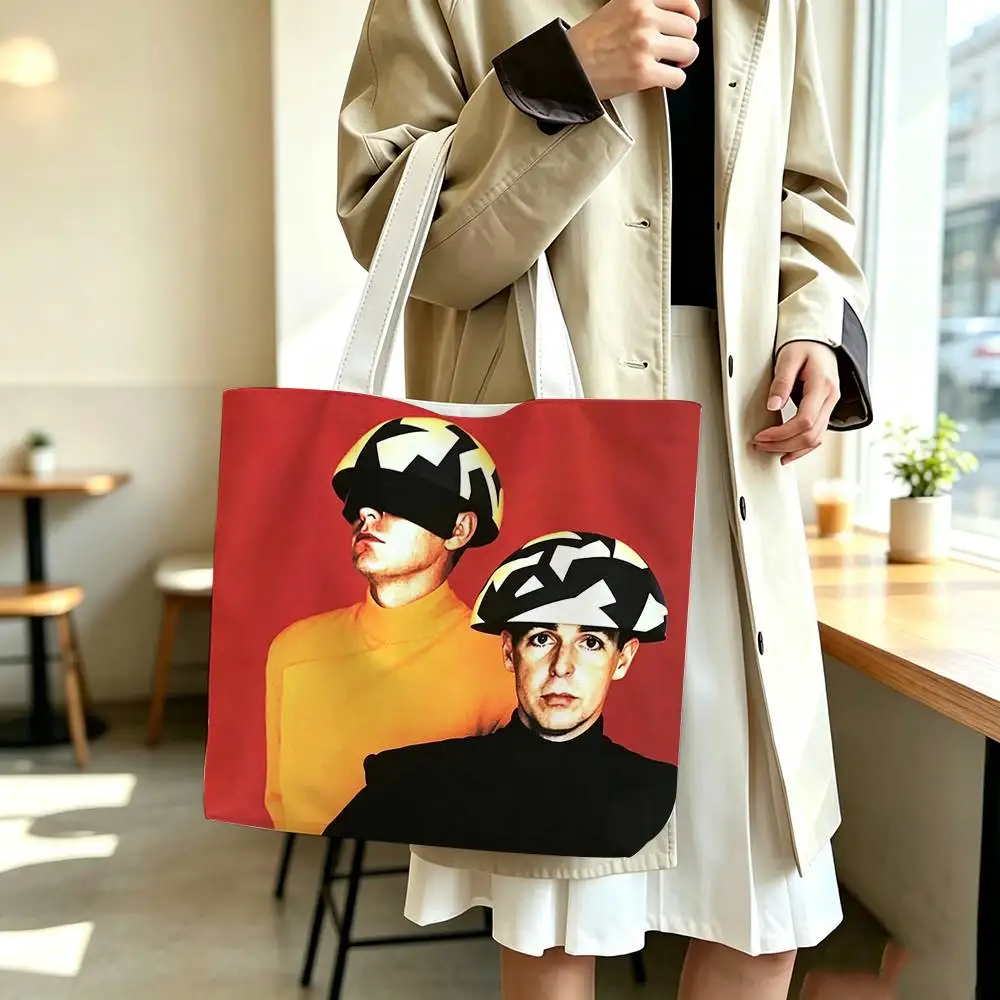 Фото Стильная сумка-шоппер COOL Band P-Pet Shop Boys с принтом, холщовая сумка через плечо, городская сумка для мам, сумка для покупок №2