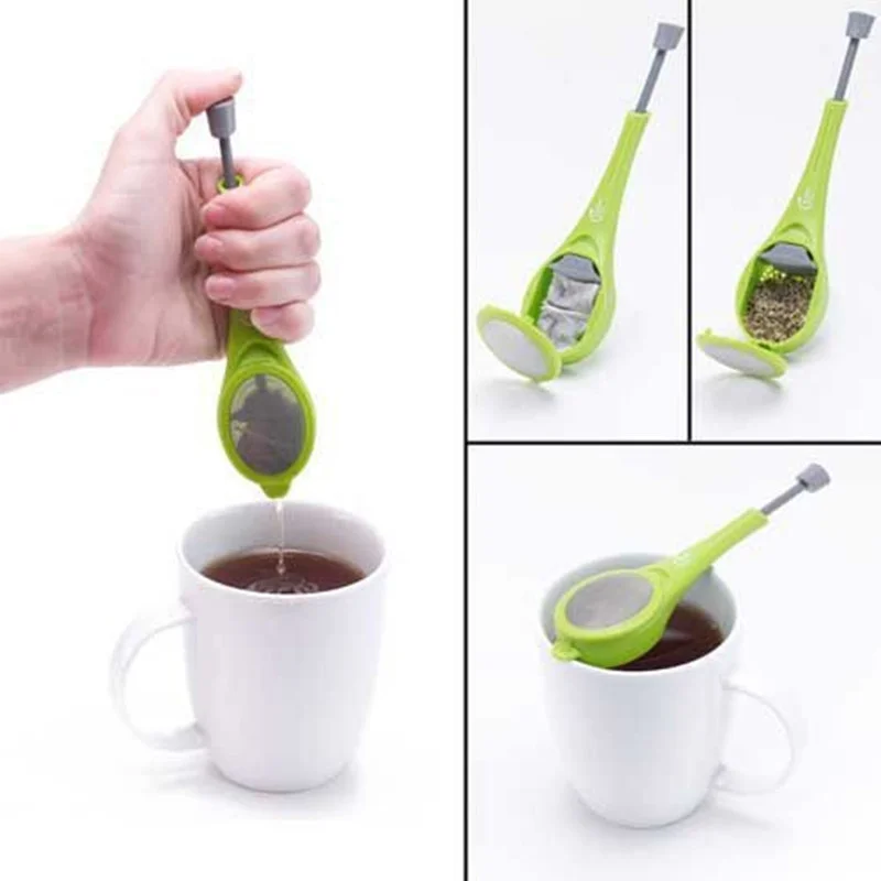 Tea Infuser For Spice Sieve Handle Tea Ball Infusers Reusable Tea bag Plastic Tea&Coffee Strainer Measure Swirl Steep Stir&Press